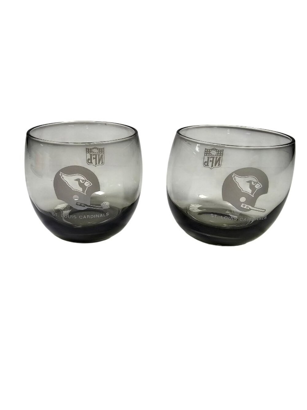 Set of 2 St. Louis Cardinals NFL Smoked Glass Stemless Wine Glass Tumblers 3x3"